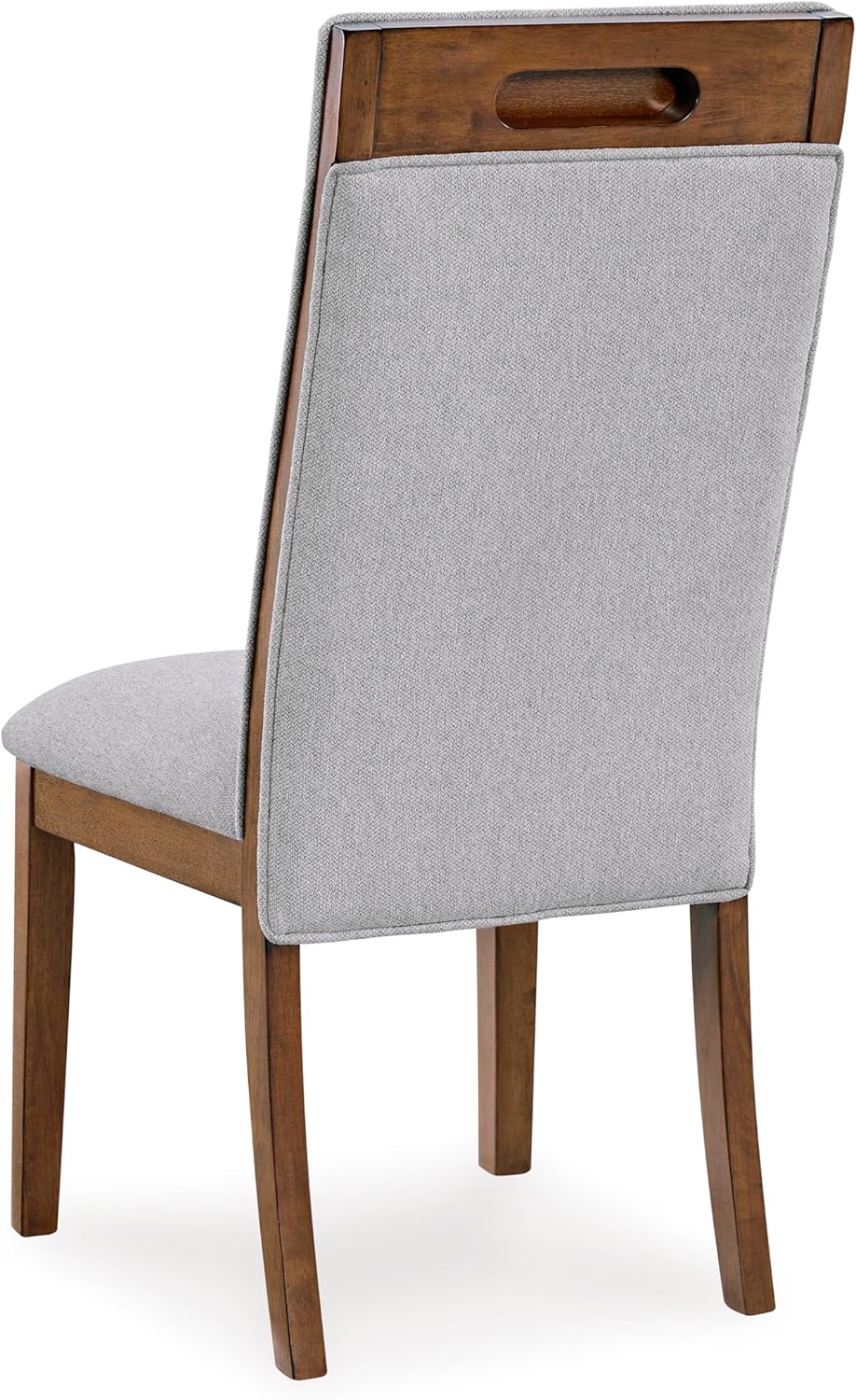 Set of 2 Mid-Century Modern Dining Chairs, Solid Wood Frame with Upholstered Seat & Cutout Back, Casual Contemporary Kitchen & Dining Room Chairs, Medium Brown Finish