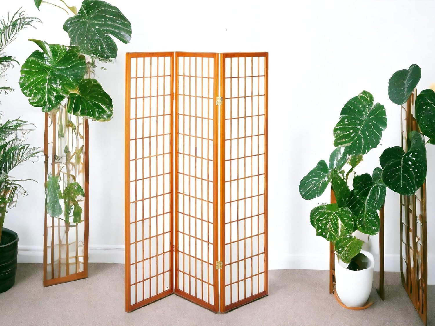 3 Panels Room Divider Privacy Screen Shoji Divider 6ft High Japanese Style Privacy Room Divider (Natural, 3 Panels)