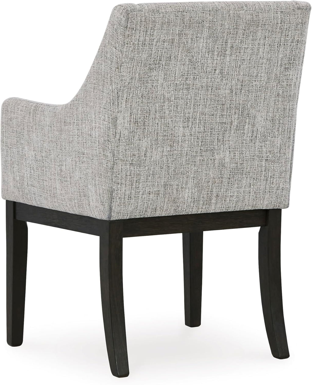 Set of 2 Contemporary Upholstered Dining Chairs with Slope Arms, Dark Brown Oak Finish Wood Frame, Tweed Fabric Cushion, Modern Host Side Chairs for Dining Room Kitchen Living Room