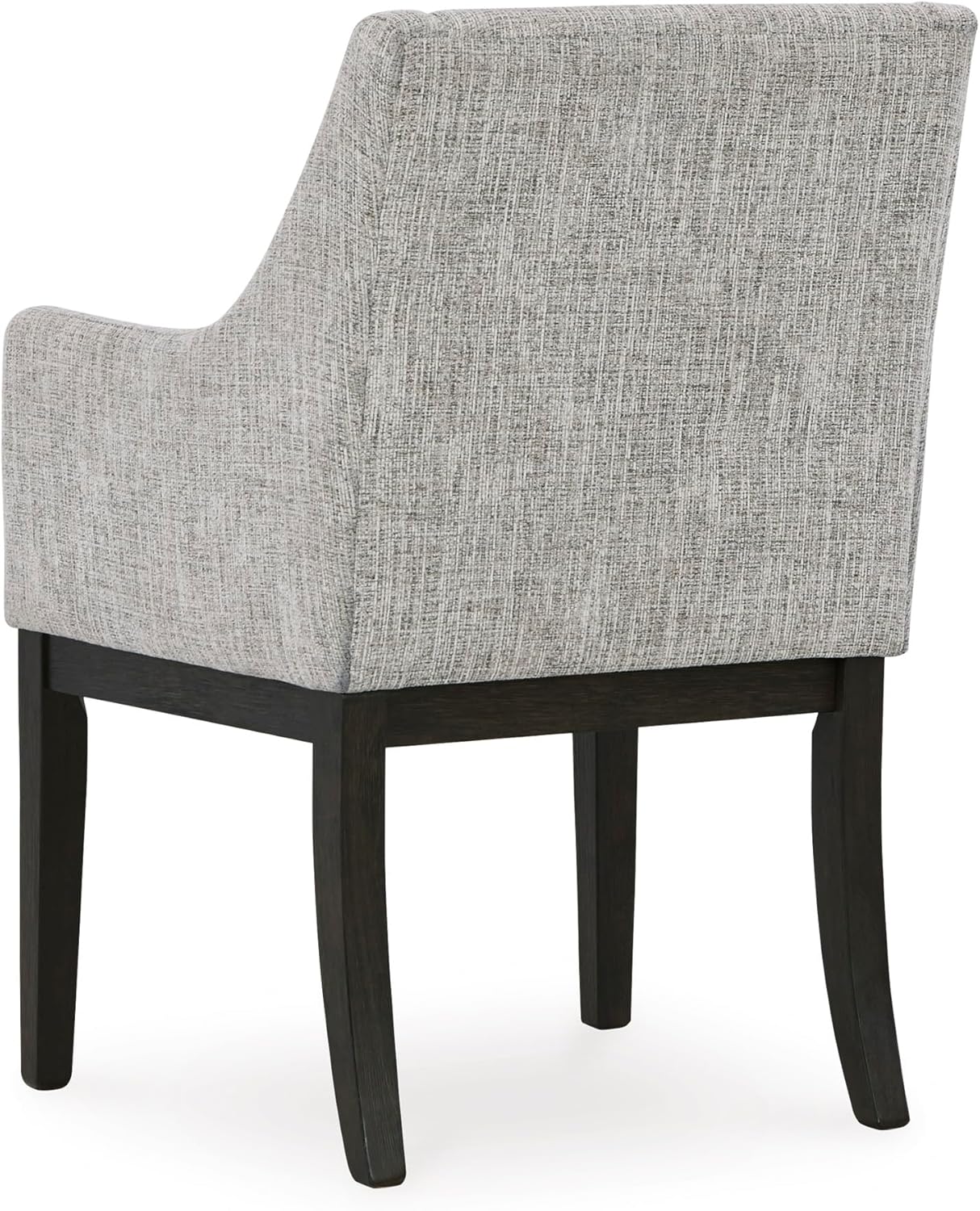 Set of 2 Contemporary Upholstered Dining Chairs with Slope Arms, Dark Brown Oak Finish Wood Frame, Tweed Fabric Cushion, Modern Host Side Chairs for Dining Room Kitchen Living Room