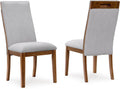 Set of 2 Mid-Century Modern Dining Chairs, Solid Wood Frame with Upholstered Seat & Cutout Back, Casual Contemporary Kitchen & Dining Room Chairs, Medium Brown Finish