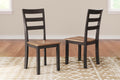 Set of 2 Dining Chairs with Solid Mango Wood Frame and Contoured Wood Veneer Seat, Two Tone (Natural/Brown)