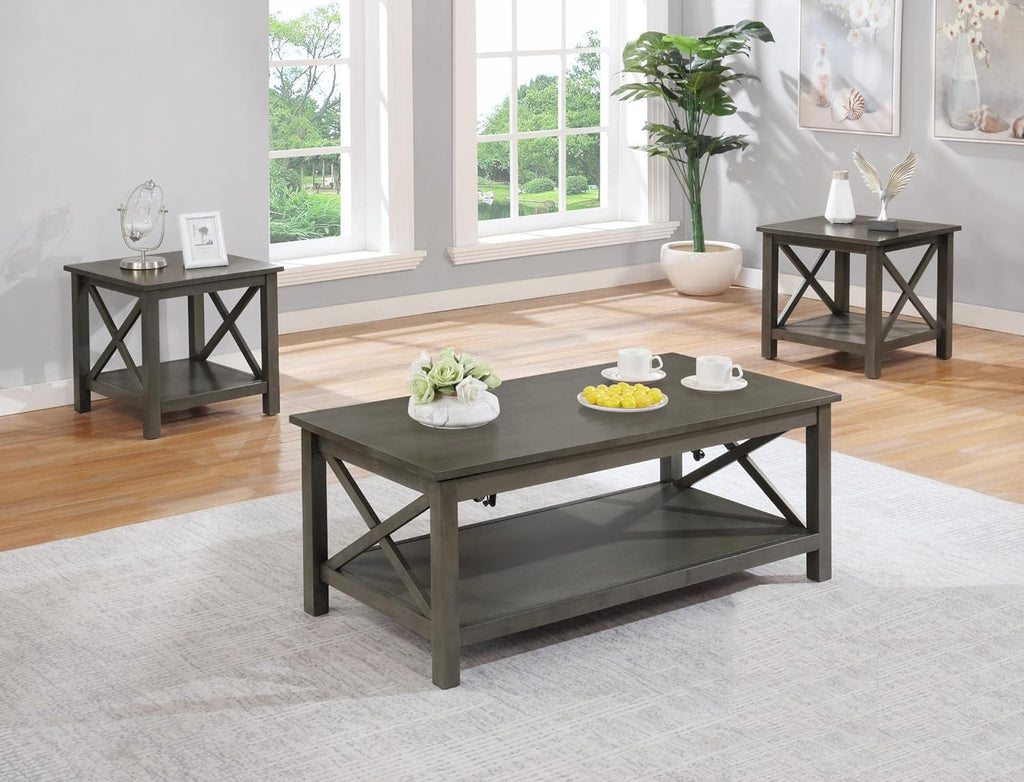Lift Top Coffee Table and End Table Set, End Tables Living Room Set of 2 with Coffee Table (Olive Grey)