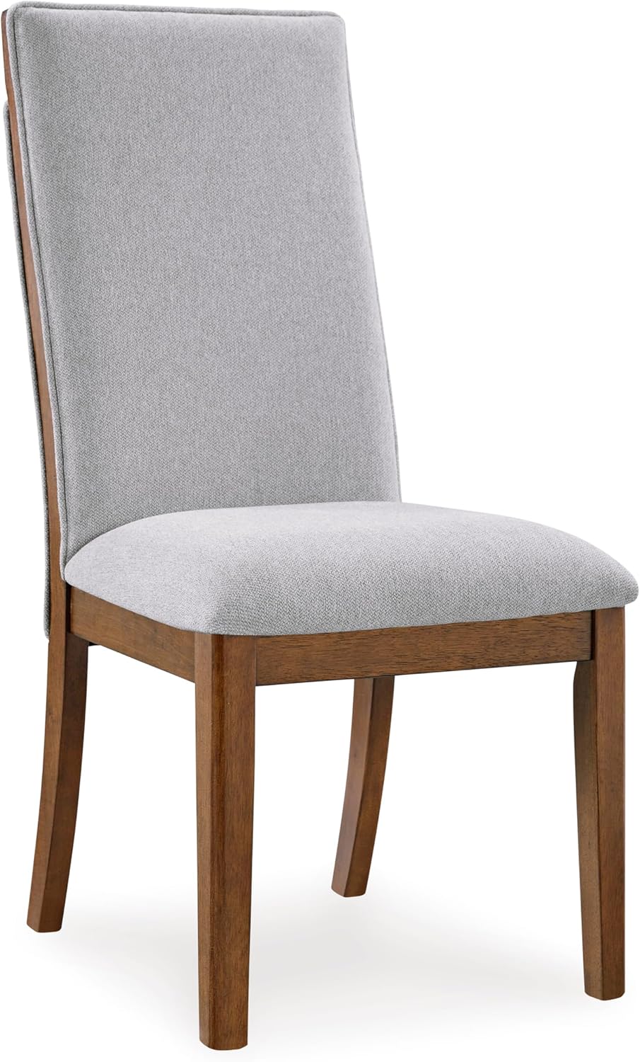 Set of 2 Mid-Century Modern Dining Chairs, Solid Wood Frame with Upholstered Seat & Cutout Back, Casual Contemporary Kitchen & Dining Room Chairs, Medium Brown Finish