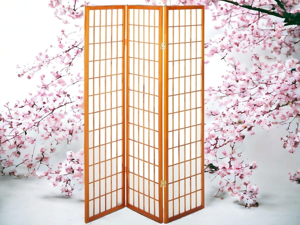 3 Panels Room Divider Privacy Screen Shoji Divider 6ft High Japanese Style Privacy Room Divider (Natural, 3 Panels)