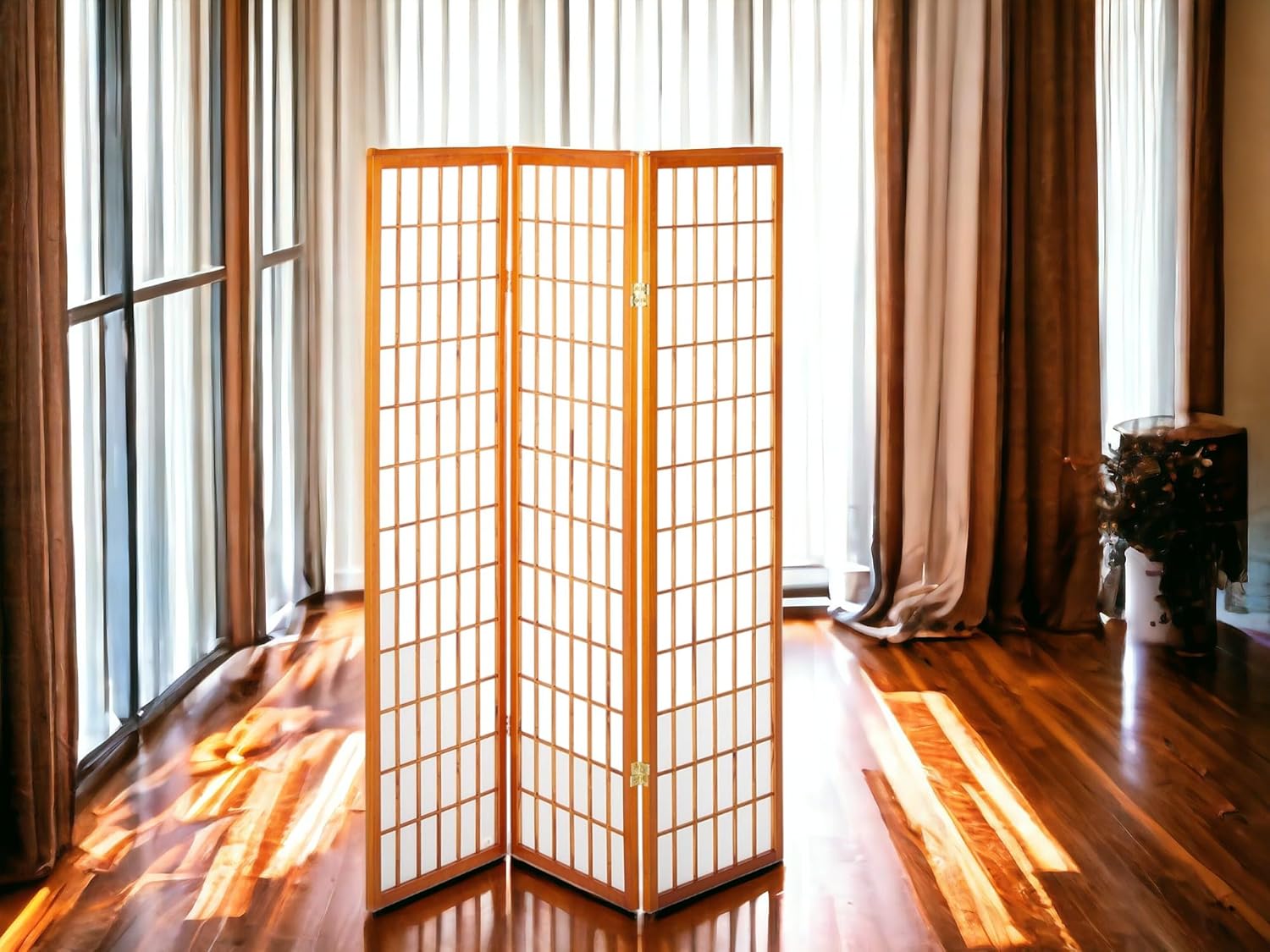 3 Panels Room Divider Privacy Screen Shoji Divider 6ft High Japanese Style Privacy Room Divider (Natural, 3 Panels)