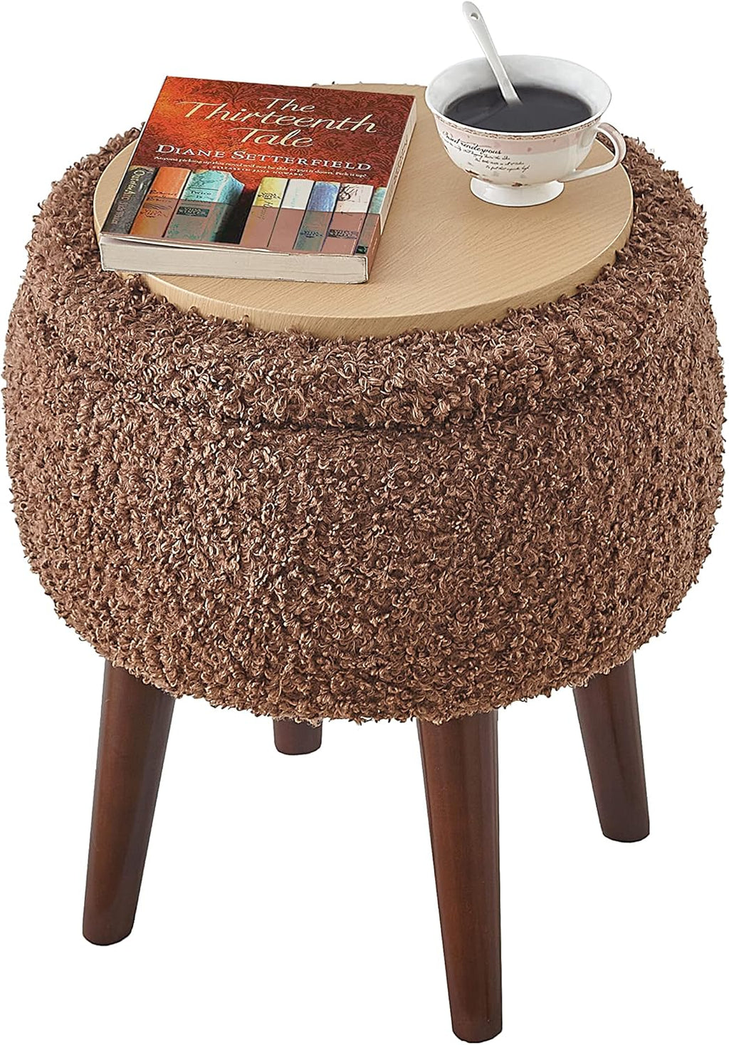 Accent Chair Set, Barrel Chair with Ottoman Set for Living Room, Armchair with Ottoman for Bedroom (Dark Brown)