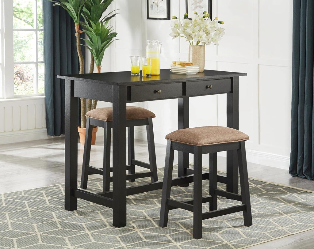 Backless Counter Stool Set of 2, Counter Height Stools 24 Inch Upholstered Bar Stools for Kitchen Counter (Black)