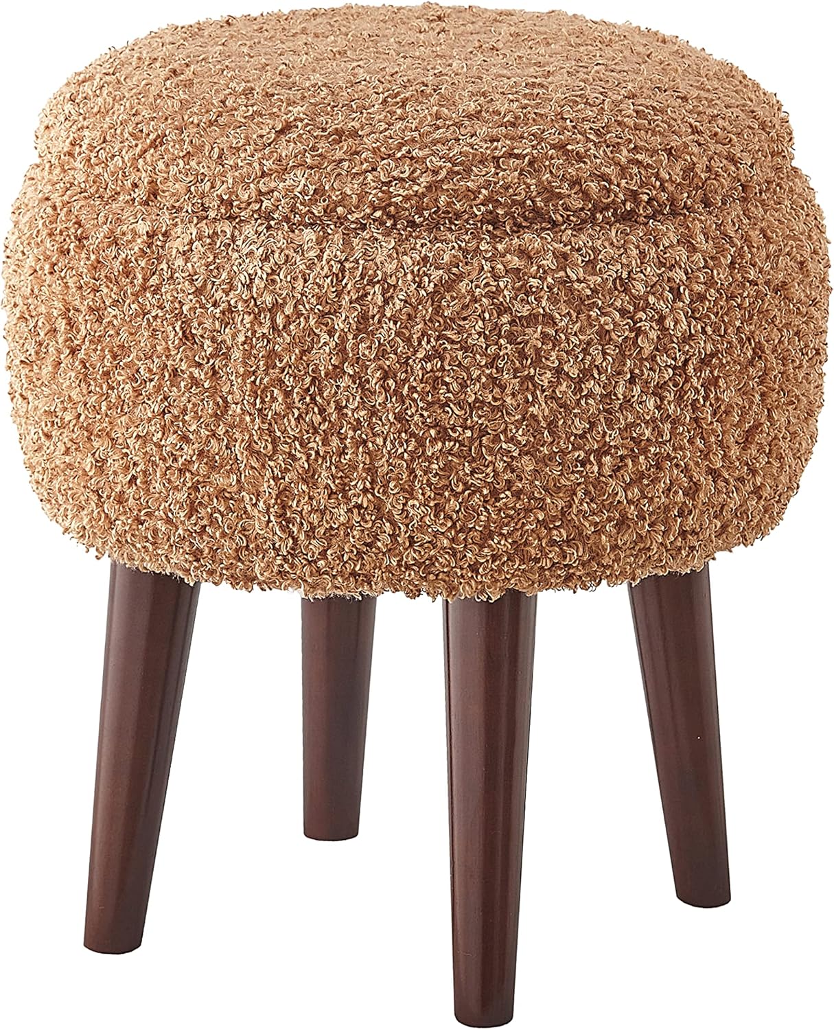 Accent Barrel Chair with Ottoman, Modern Accent Chair with Ottoman Set for Living Room, Armchair with Ottoman for Bedroom (Light Brown)