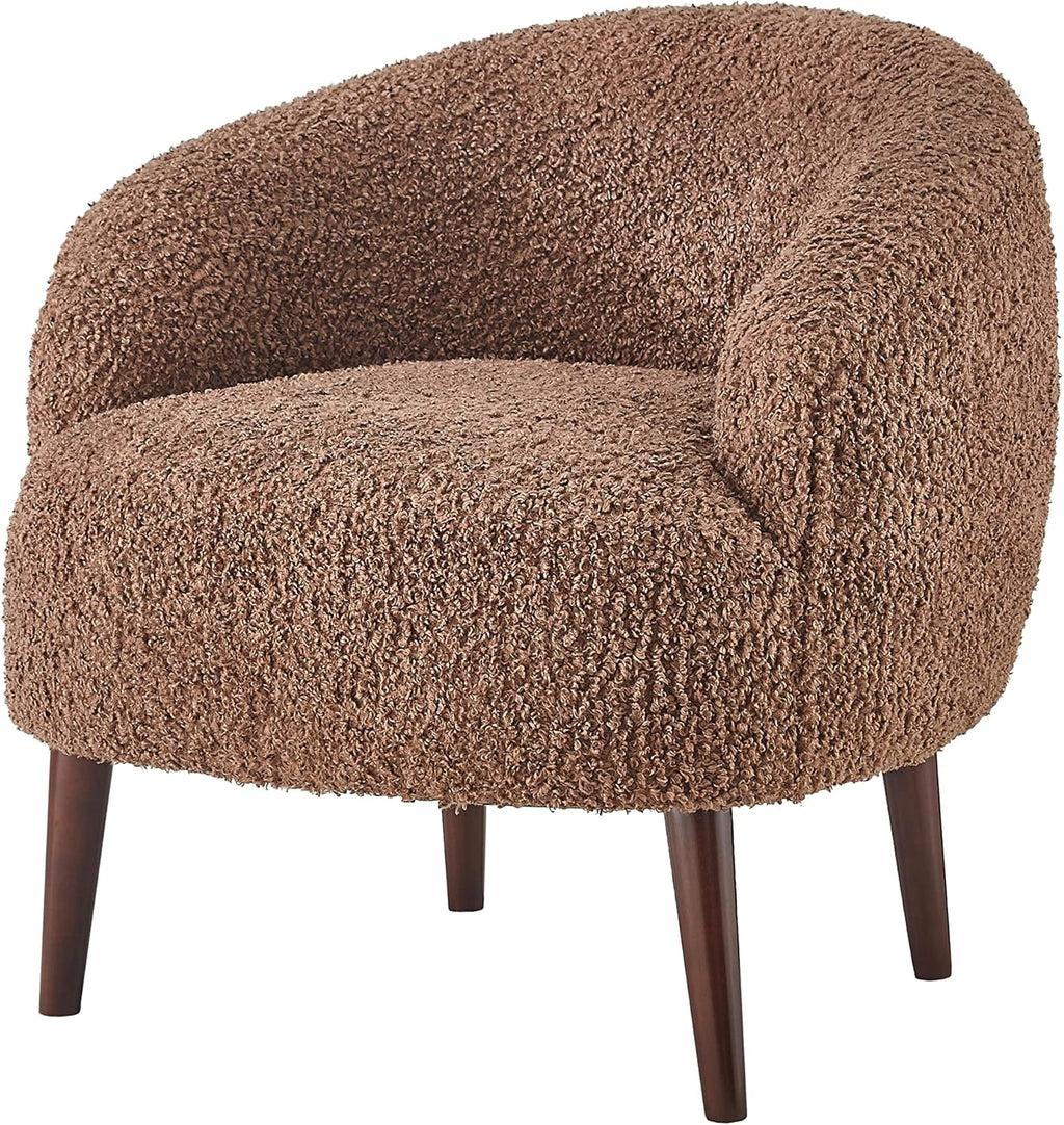Accent Chair Set, Barrel Chair with Ottoman Set for Living Room, Armchair with Ottoman for Bedroom (Dark Brown)