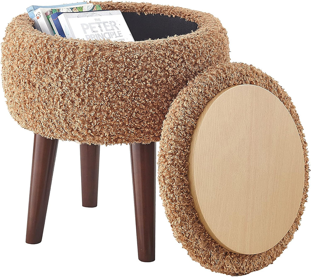 Accent Barrel Chair with Ottoman, Modern Accent Chair with Ottoman Set for Living Room, Armchair with Ottoman for Bedroom (Light Brown)