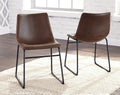 Set of 2 Mid Century Modern Dining Chair Set, Faux Leather Upholstered Bucket Seat with Black Metal Frame, Ergonomic Kitchen & Dining Room Chairs, Brown