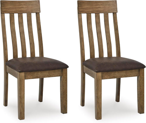 Liveasy Furniture Casual Dining Side Chairs Set of 2, Light Brown Faux Leather – main product photo