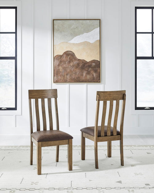 Liveasy Furniture Casual Dining Side Chairs Set of 2, Light Brown Faux Leather – detail view 2