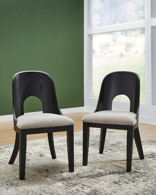 Liveasy Furniture Contemporary Art Deco Dining Chairs Set of 2, Gray/Black – detail view 2
