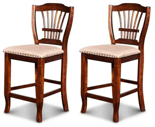 Liveasy Furniture Counter Height Bar Stools Set of 2, Nailhead Trim – main product photo