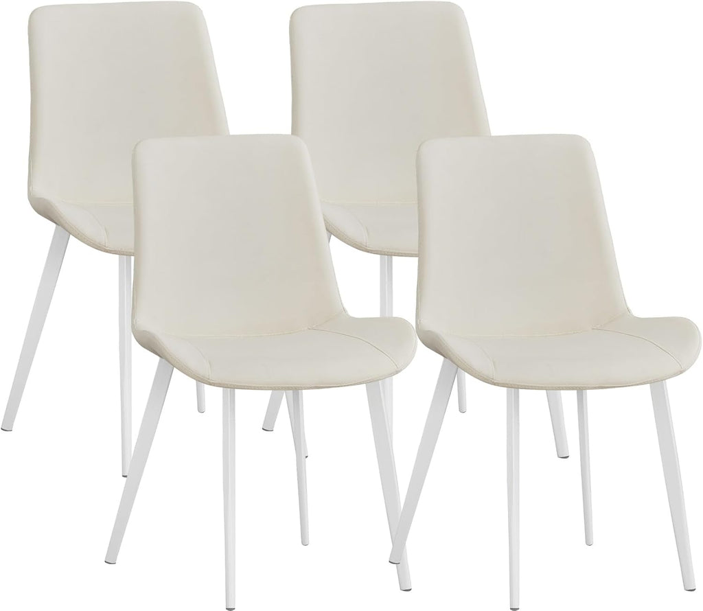 Liveasy Furniture Mid-Century Dining Chairs Set of 4, Premium Faux Leather – White / Set of 4 option – main product photo