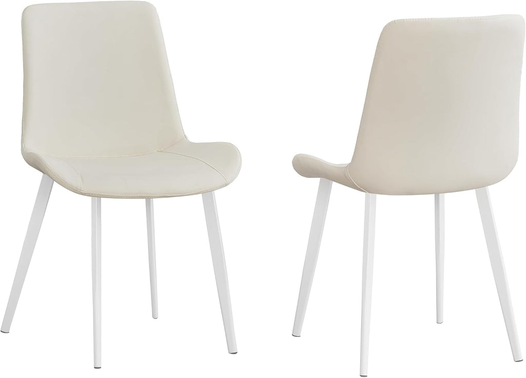 Liveasy Furniture Mid-Century Dining Chairs Set of 4, Premium Faux Leather – White / Set of 4 option – detail view 2