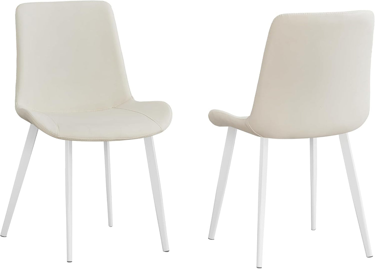 Liveasy Furniture Mid-Century Dining Chairs Set of 4, Premium Faux Leather – White / Set of 4 option – detail view 2