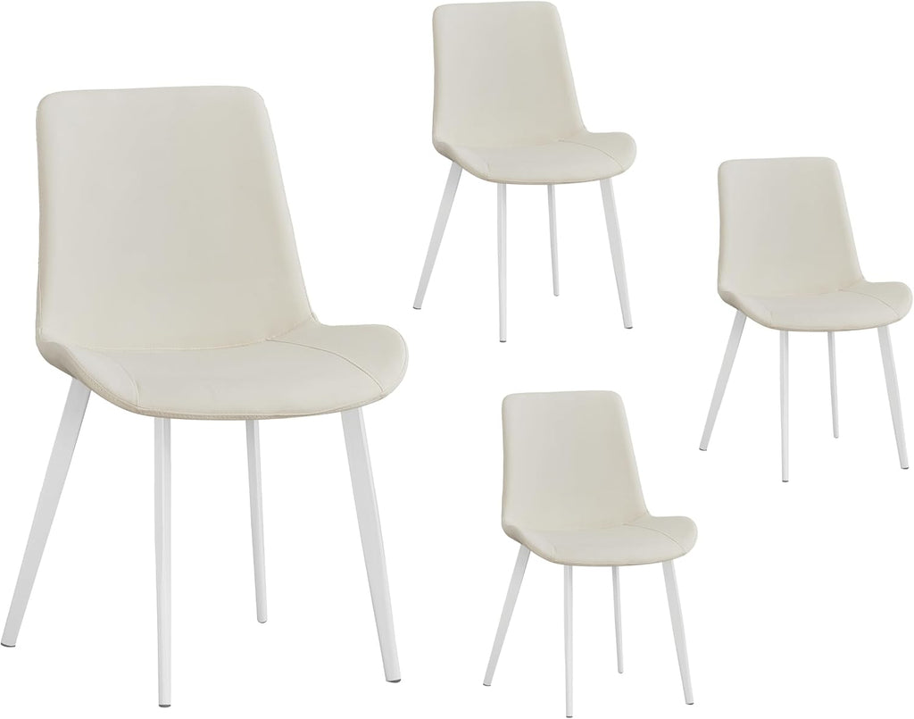 Liveasy Furniture Mid-Century Dining Chairs Set of 4, Premium Faux Leather – White / Set of 4 option – detail view 7