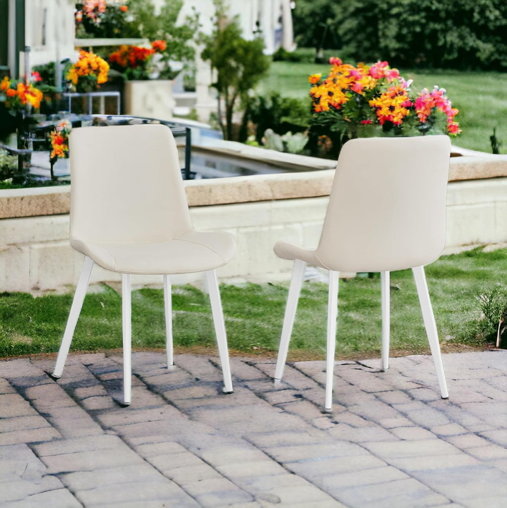 Liveasy Furniture Mid-Century Dining Chairs Set of 4, Premium Faux Leather – White / Set of 4 option – detail view 8