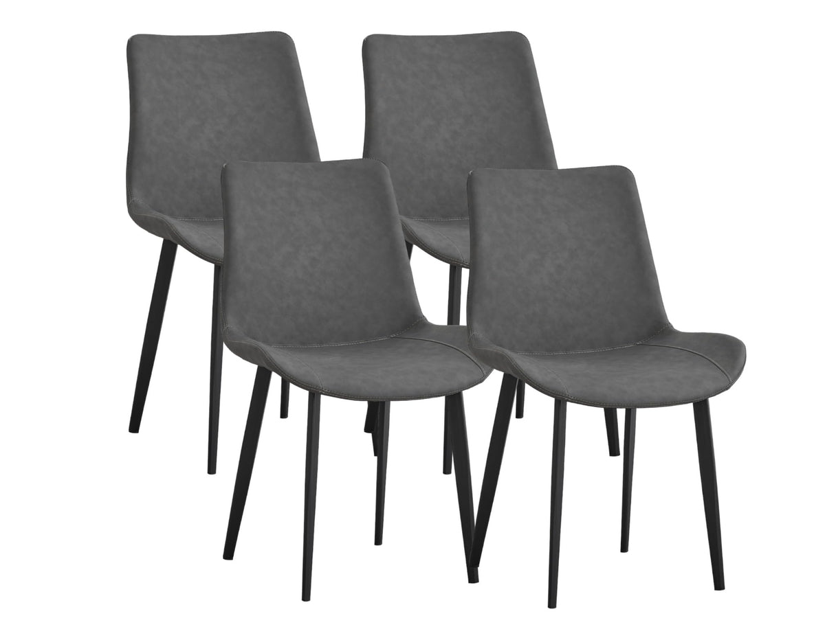 Liveasy Furniture Mid-Century Dining Chairs Set of 4, Premium Faux Leather – Grey / Set of 4 option – main product photo