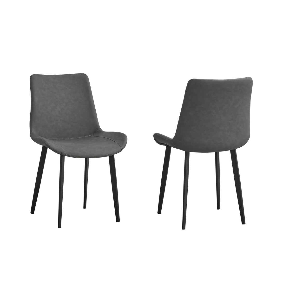 Liveasy Furniture Mid-Century Dining Chairs Set of 4, Premium Faux Leather – Grey / Set of 4 option – detail view 2