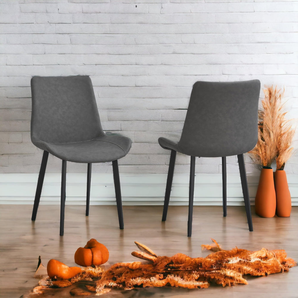 Liveasy Furniture Mid-Century Dining Chairs Set of 4, Premium Faux Leather – Grey / Set of 4 option – detail view 5