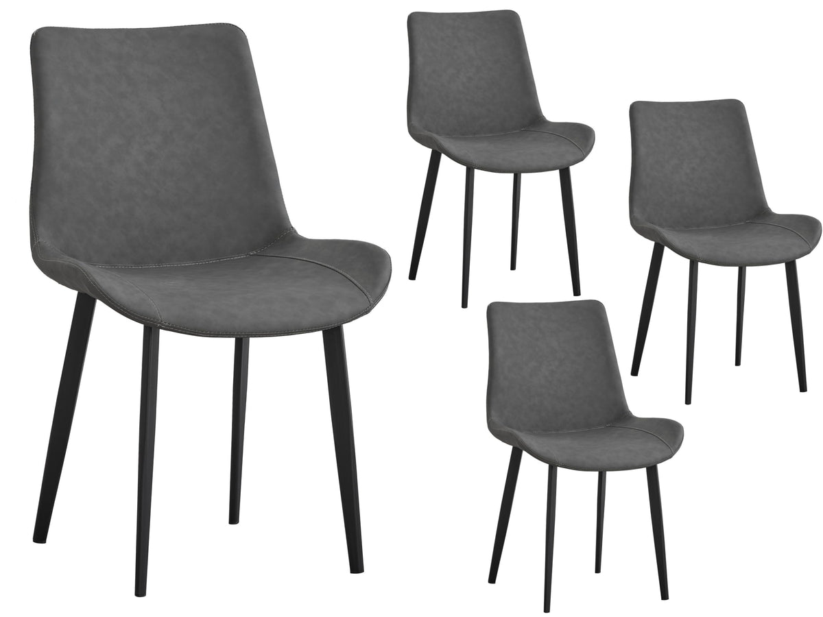 Liveasy Furniture Mid-Century Dining Chairs Set of 4, Premium Faux Leather – Grey / Set of 4 option – detail view 6