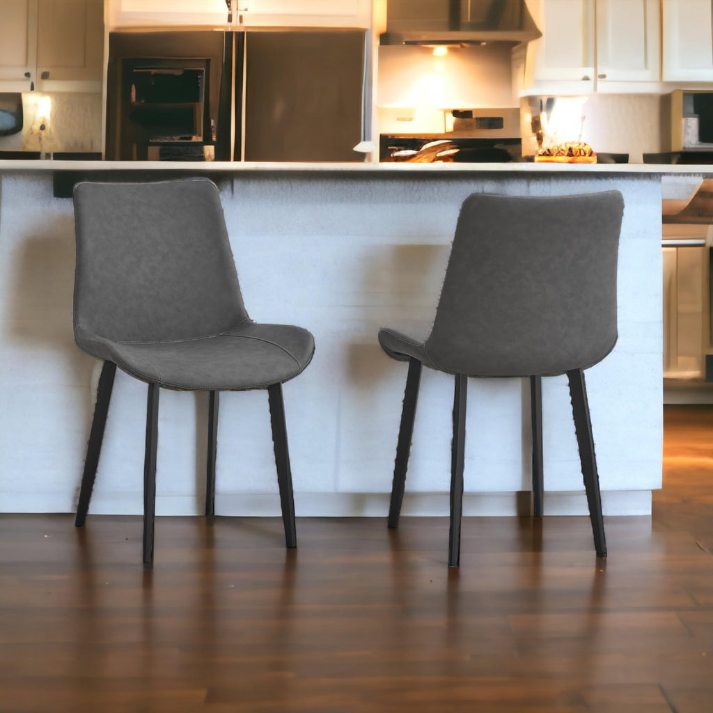 Liveasy Furniture Mid-Century Dining Chairs Set of 4, Premium Faux Leather – Grey / Set of 4 option – detail view 7
