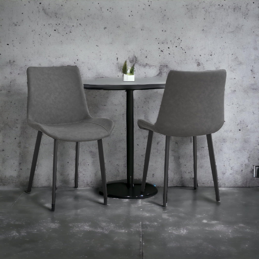 Liveasy Furniture Mid-Century Dining Chairs Set of 4, Premium Faux Leather – Grey / Set of 4 option – detail view 8