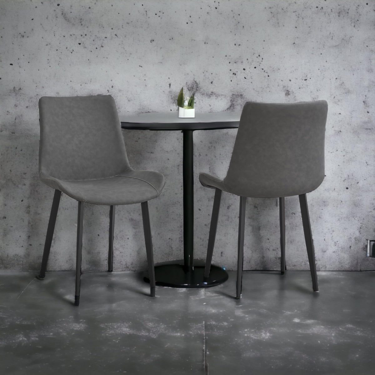 Liveasy Furniture Mid-Century Dining Chairs Set of 4, Premium Faux Leather – Grey / Set of 4 option – detail view 8