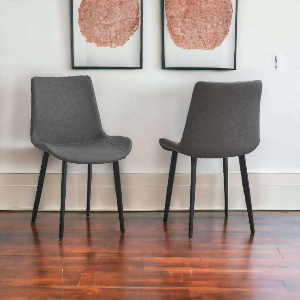 Liveasy Furniture Mid-Century Dining Chairs Set of 4, Premium Faux Leather – Grey / Set of 4 option – detail view 9