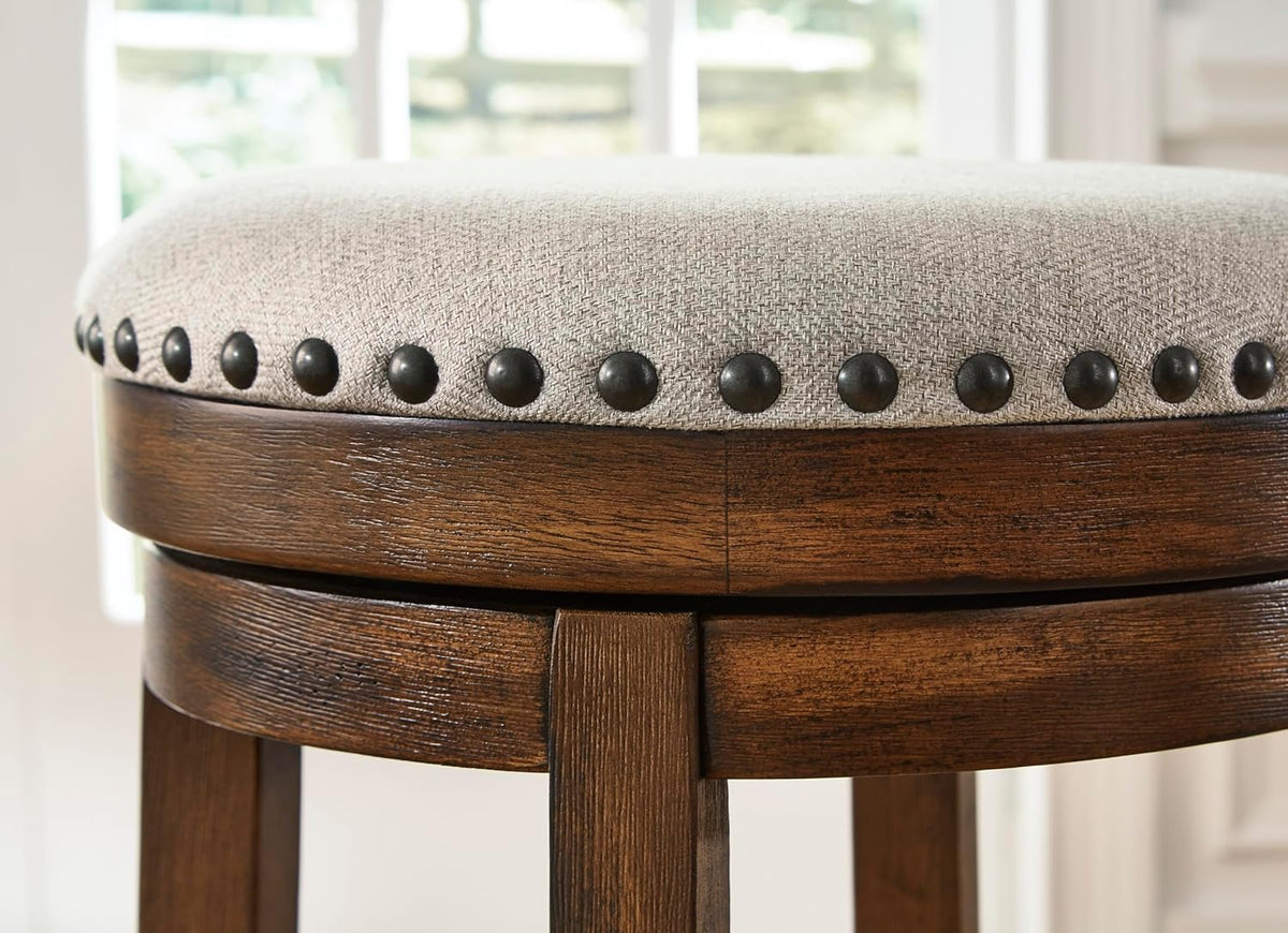 Liveasy Furniture Rustic Industrial Swivel Bar Stool with Upholstered Seat – detail view 3