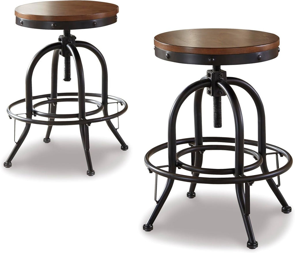 Liveasy Furniture Rustic Industrial Swivel Bar Stools Set of 2, 360° Swivel – main product photo