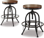 Liveasy Furniture Rustic Industrial Swivel Bar Stools Set of 2, 360° Swivel – main product photo